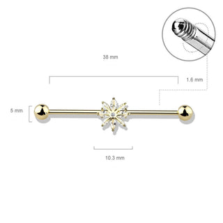 Barbell Industrial Fiocco di neve in zircone