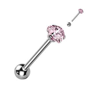 Barbell Lingua Zircone a cuore