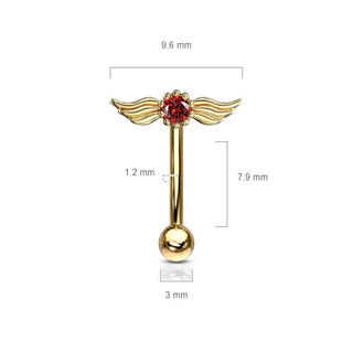 Piercing Sopracciglio Ali d´angelo con zircone