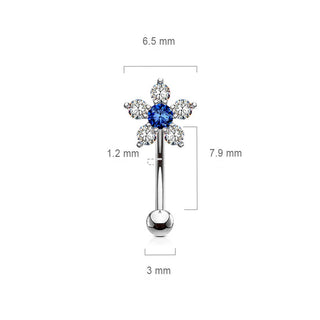Piercing Sopracciglio Fiore di zirconi