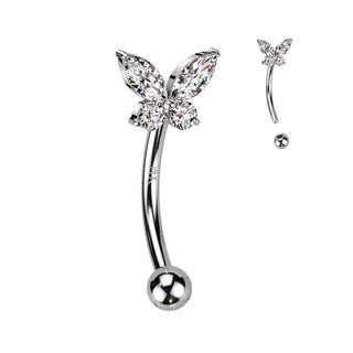 Oro 14 kt Piercing Sopracciglio Farfalla di zirconi