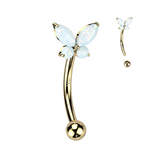 Oro 14 kt Piercing Sopracciglio Farfalla di zirconi