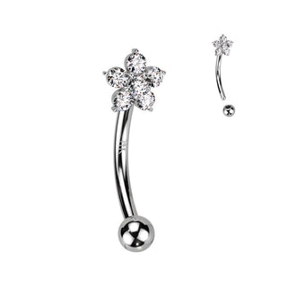 Oro 14 kt Piercing Sopracciglio Fiore di zirconi
