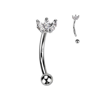 Oro 14 kt Piercing Sopracciglio 3 Zirconi