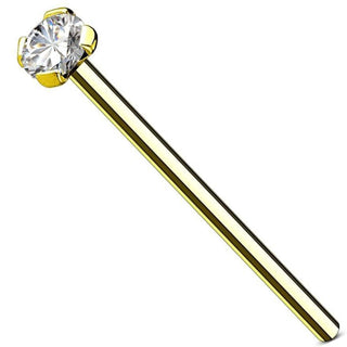 Oro 14 kt Coda di Pesce Zircone rotondo