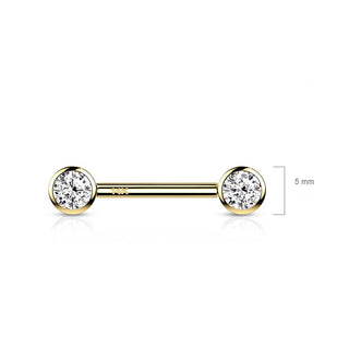 Oro 14 kt Piercing Capezzolo Zircone rotondo  Push-In