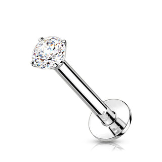 Oro 14 kt Labret Zircone rotondo  Push-In