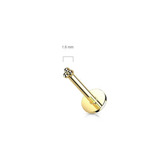 Oro 14 kt Labret Triangolo di sfere  Push-In