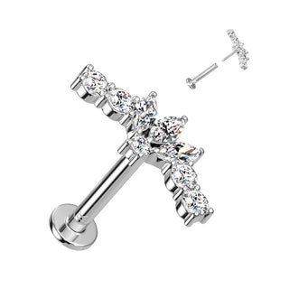 Oro 14 kt Labret Marquise di zirconi Push-In
