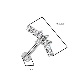 Oro 14 kt Labret Marquise di zirconi Push-In