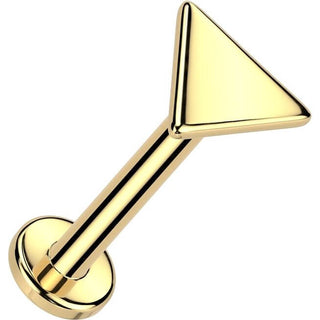 Oro 14 kt Labret triangolo piatto piercing al naso Push-In