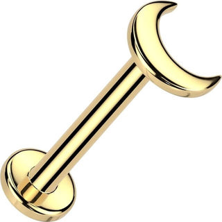 Oro 14 kt Labret luna nuova piatto piercing al naso Push-In