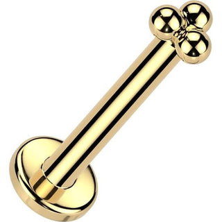 Oro 14 kt Labret 3 sfere piercing al naso Push-In