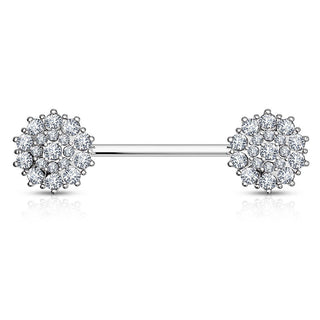 Oro 14 kt Piercing Capezzolo Fiore di zirconi