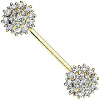 Oro 14 kt Piercing Capezzolo Fiore di zirconi