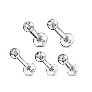 Oro 14 kt Labret Sfera con zircone
