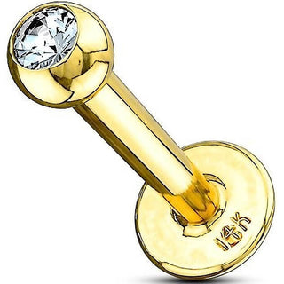Oro 14 kt Labret Sfera con zircone