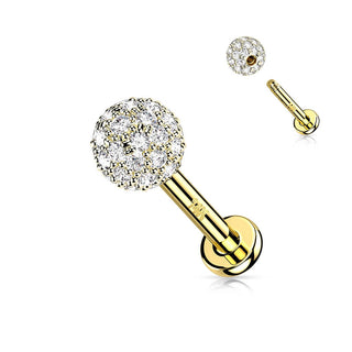 Oro 14 kt Labret Zircone