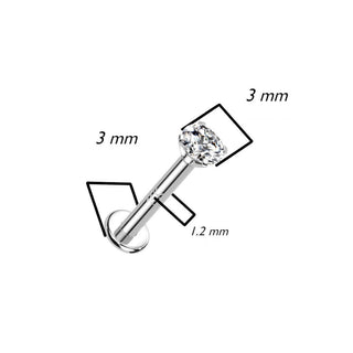 Oro 14 kt Labret Zircone  Filettatura Interna