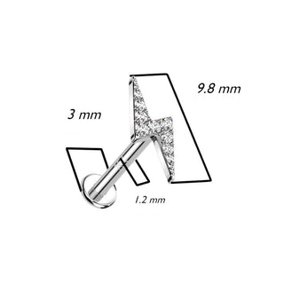 Oro 14 kt Labret Saetta in Zirconi  Filettatura Interna