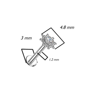 Oro 14 kt Labret Fiore di zirconi/opali Filettatura Interna