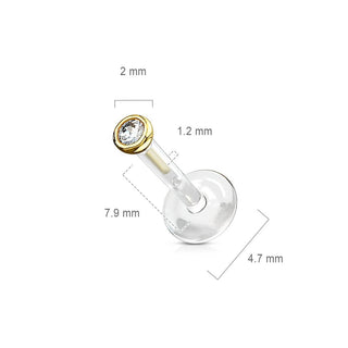 Oro 14 kt Labret Zircone rotondo