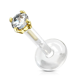 Oro 14 kt Labret Zircone