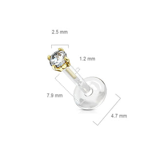 Oro 14 kt Labret Zircone