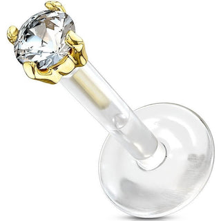 Oro 14 kt Labret Zircone