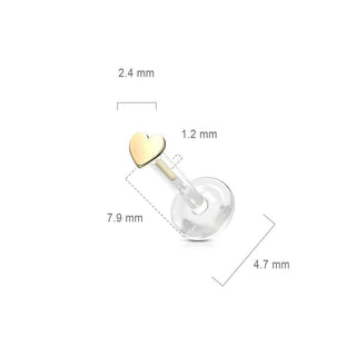 Oro 14 kt Labret Cuore piatto