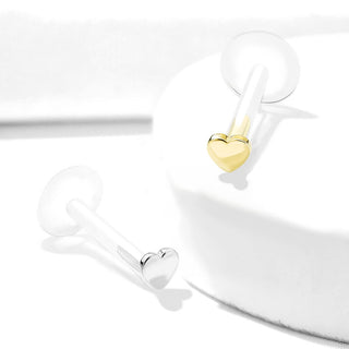 Oro 14 kt Labret Cuore piatto