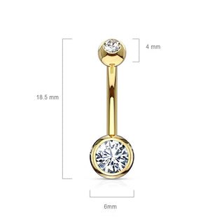 Oro 14 kt Piercing Ombelico Zircone rotondo