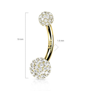 Oro 14 kt Piercing Ombelico Zircone a sfera