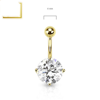 Oro 14 kt Piercing Ombelico Zircone rotondo