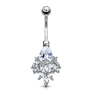 Oro 14 kt Piercing Ombelico Zirconi a pera