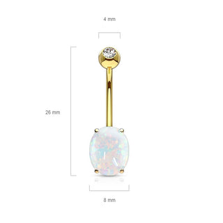 Oro 14 kt Piercing Ombelico Opale ovale