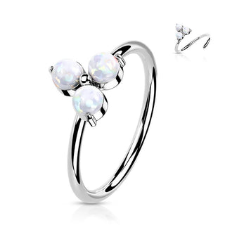 Oro 14 kt Anello Piercing Fiore di zirconi  Pieghevole