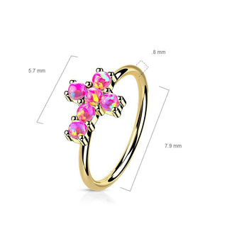 Oro 14 kt Anello Piercing Croce di Zirconi  Pieghevole