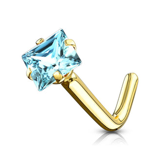 Oro 14 kt Nasale a L Zircone quadrato