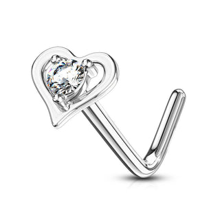 Oro 14 kt Nasale a L Cuore di zircone