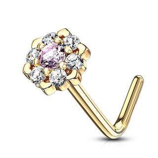 Oro 14 kt Nasale a L Fiore di zirconi