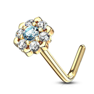 Oro 14 kt Nasale a L Fiore di zirconi