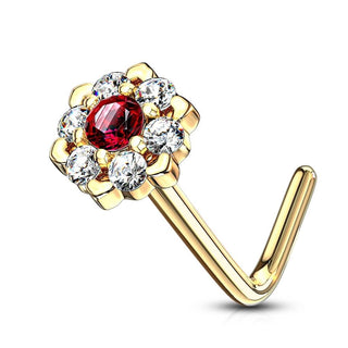 Oro 14 kt Nasale a L Fiore di zirconi