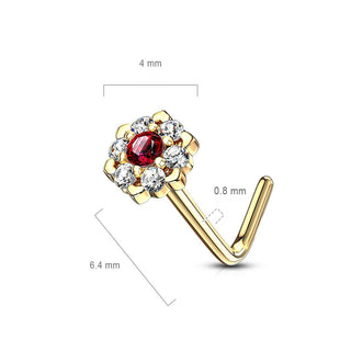 Oro 14 kt Nasale a L Fiore di zirconi