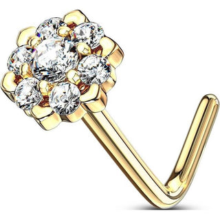 Oro 14 kt Nasale a L Fiore di zirconi