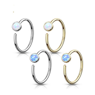 Oro 14 kt Anello Piercing Opale  Pieghevole