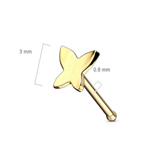 Oro 14 kt Stud Nasale Farfalla