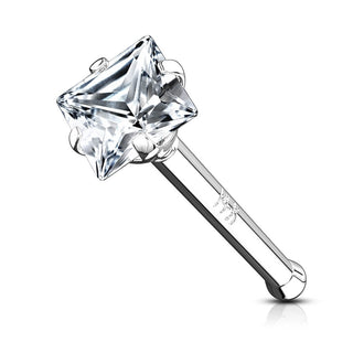 Oro 14 kt Stud Nasale Zircone quadrato