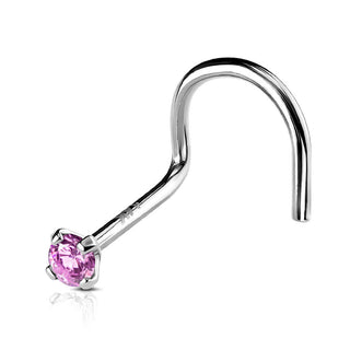 Oro 14 kt Screw Nasale Zircone