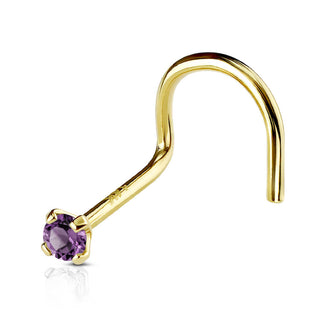 Oro 14 kt Screw Nasale Zircone